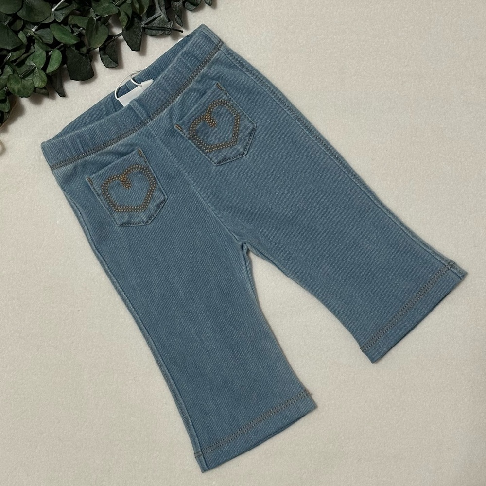 NWT Mayoral Kids Heart Pocket Flare Knit Denim Legging Sz 6M